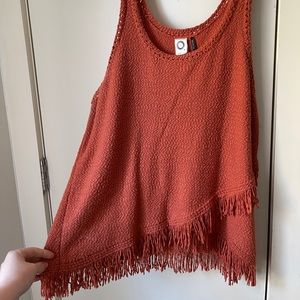 Anthropologie Orange Woven Faux Wrap Tank Sz XL